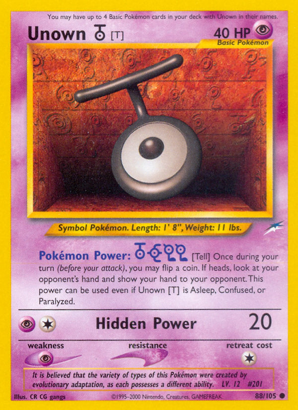 Neo Destiny Unown T #88/105 unlimited